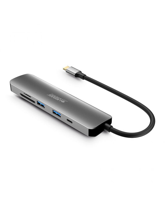 Urban Factory HUBEE 6 IN 1 : HUB USB-C WITH 2 USB-A / 1 HDMI 4K / 2 CARD READERS AND 1 USB-C 100W PD