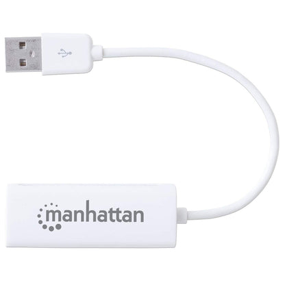 Manhattan USB-A Fast Ethernet Adapter, 10/100 Mbps Network, 480 Mbps (USB 2.0), Hi-Speed USB, RJ45, White, Three Year Warranty, Blister