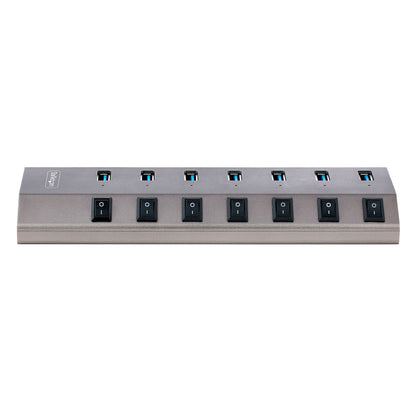 StarTech.com 7 Port Self-Powered USB C Hub with Individual On/Off Switches, USB 3.0 (5Gbps) Expansion Hub with Power Supply, Desktop Laptop USB-C to USB-A Splitter