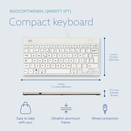 R-Go Tools Ergonomic keyboard R-Go Compact Break, compact keyboard with break software, QWERTY (PT), wired, white
