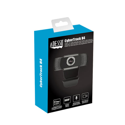 Adesso CyberTrack H4 webcam 2.1 MP 1920 x 1080 pixels USB 2.0 Black, Silver