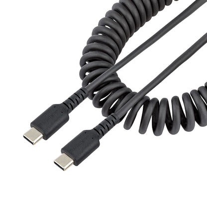 StarTech.com 1.6ft (50cm) USB-C Fast Charging Cable, Rugged, Coiled, Charge & Sync, 3A, USB 2.0, TPE Jacket and Aramid Fiber - USB C Charging Cord