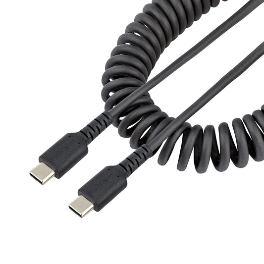 StarTech.com 1.6ft (50cm) USB-C Fast Charging Cable, Rugged, Coiled, Charge & Sync, 3A, USB 2.0, TPE Jacket and Aramid Fiber - USB C Charging Cord