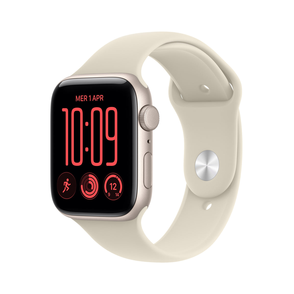 Apple Watch SE (3nd generation) SE 3 GPS 44mm Starlight Aluminium Case with Sand Sport Band - M/L