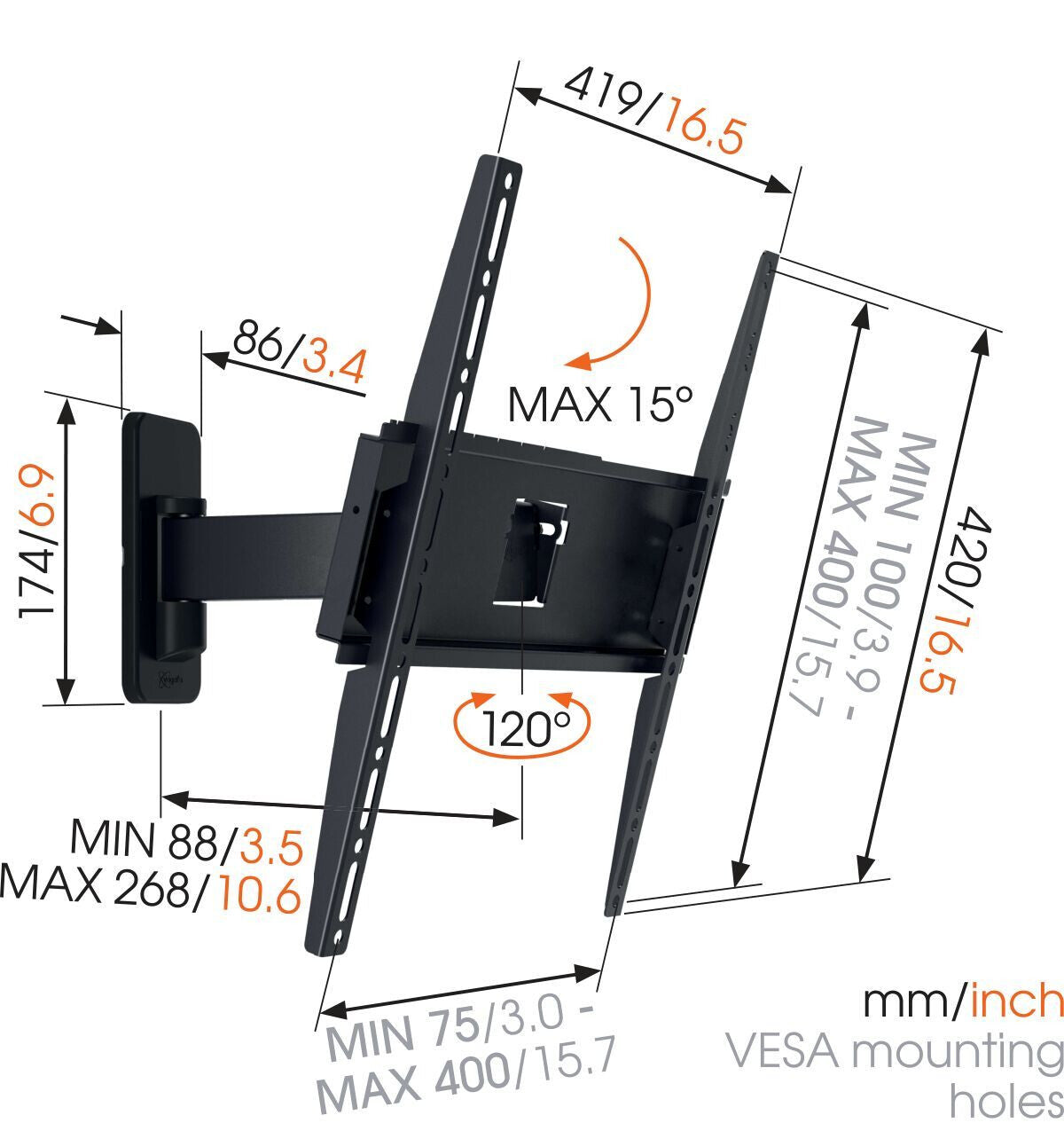 Vogel's MA 3030 165.1 cm (65") Black