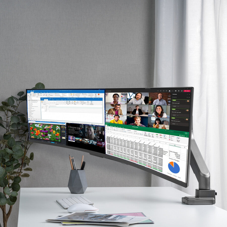 V7 DM1HDS monitor mount / stand 124.5 cm (49") Desk Black, Silver
