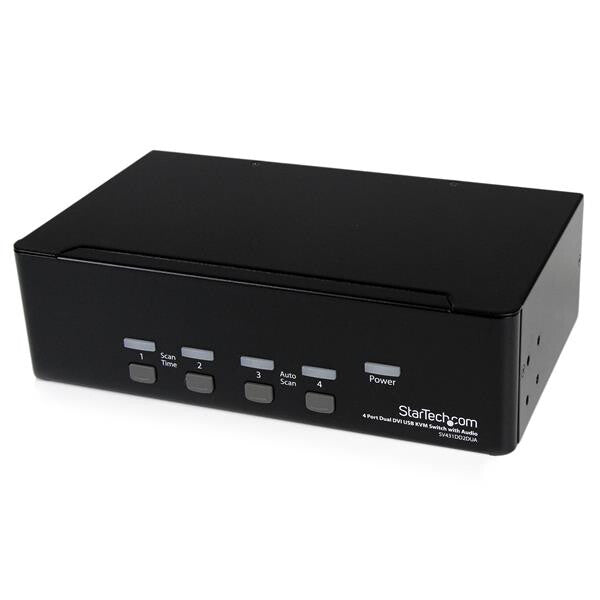 StarTech.com 4 Port Dual DVI USB KVM Switch with Audio & USB 2.0 Hub