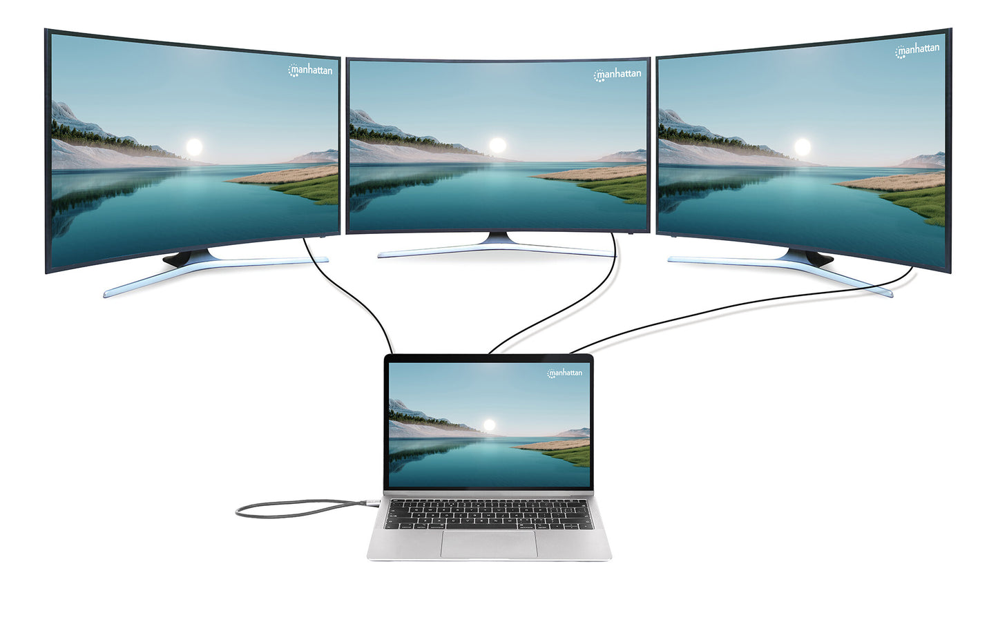 Manhattan USB-C Dock/Hub with Card Reader, Ports (x10): Audio 3.5mm, DisplayPort, Ethernet, HDMI (x2),USB-A (x3) and USB-C (x2),with PD 100W- requires external USB-C charger (not included). USB powered (no external power supply required) when PD is not in