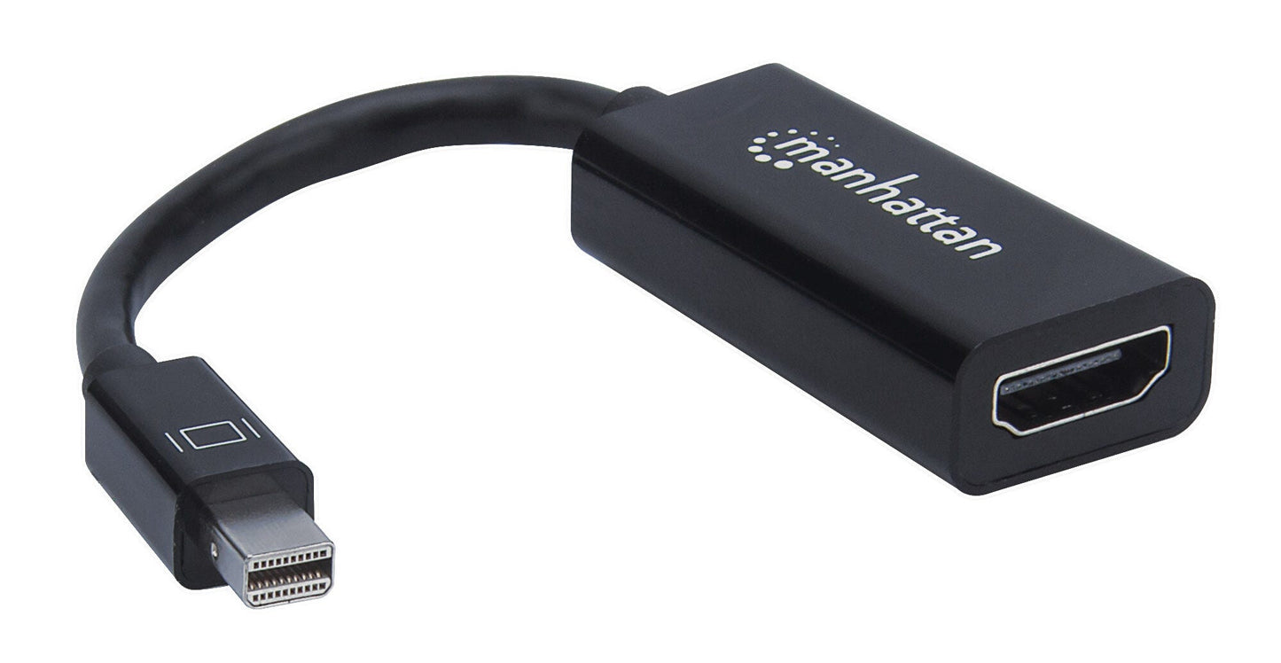 Manhattan Mini DisplayPort 1.2 to HDMI Adapter Cable, 1080p@60Hz, 12cm, Male to Female, Black, Equivalent to MDP2HDMI, Three Year Warranty, Polybag