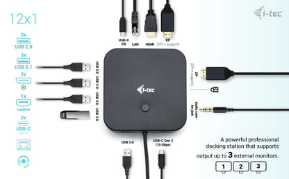 i-tec USB-C HDMI Dual DP Docking Station with Power Delivery 100 W