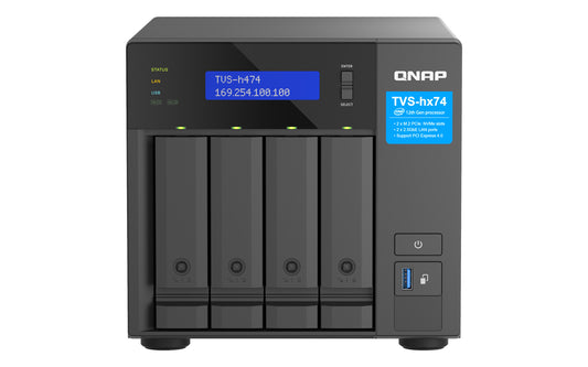 QNAP TVS-H474 NAS Tower Intel® Pentium® G7400 8 GB DDR4 0 TB QuTS hero Black