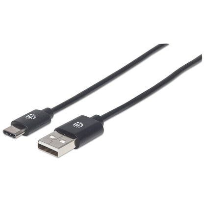 Manhattan USB-C to USB-A Cable, 2m, USB 2.0, 480 Mbps, Hi-Speed USB, Black, Lifetime Warranty, Equivalent to USB2AC2M