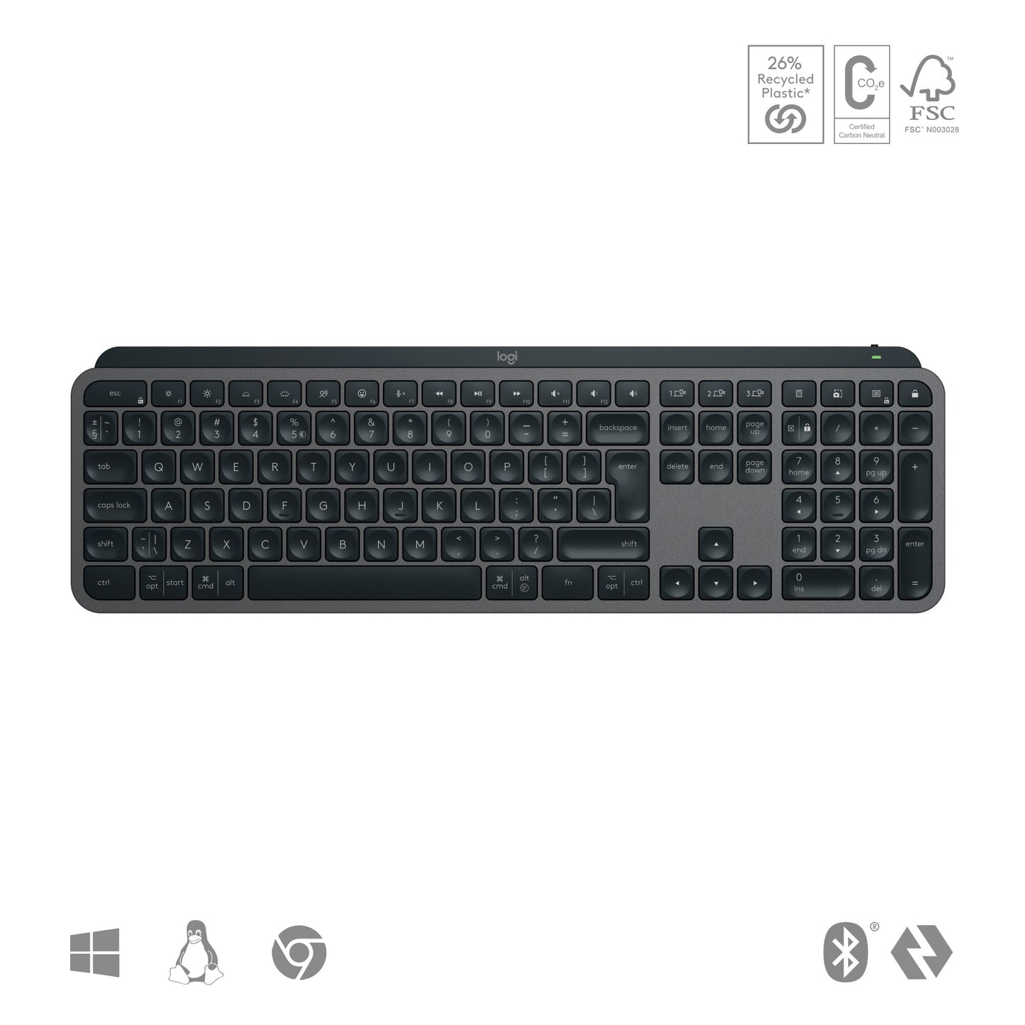 Logitech MX Keys S keyboard Universal RF Wireless + Bluetooth QWERTY US International Graphite