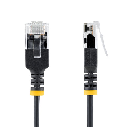 StarTech.com 15cm Black Ultra Slim Cat6A Ethernet Cable, UTP, Pure Bare Copper Wire, 34AWG Slim RJ45 Network Patch Cord, Individually Tested