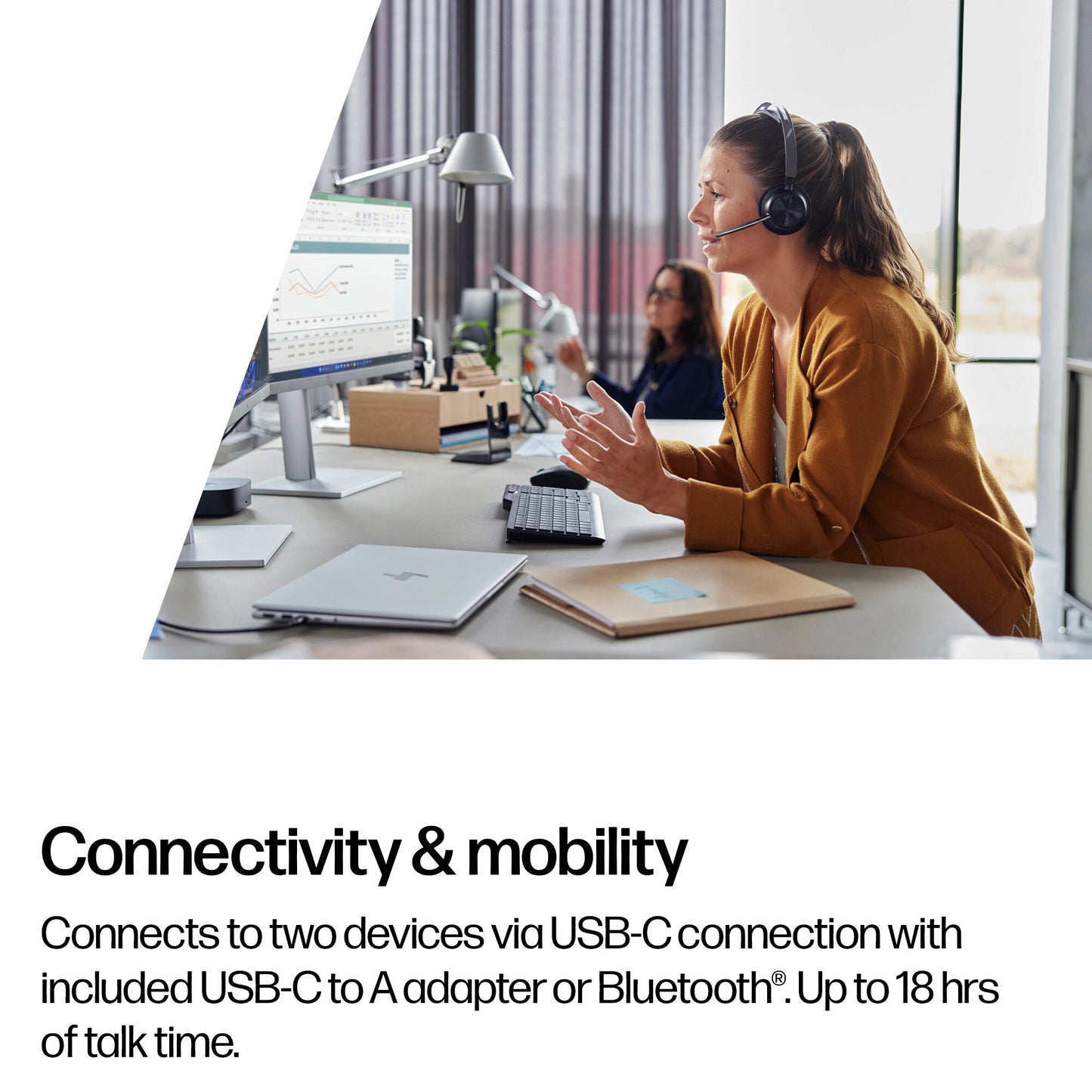 HP Poly Voyager Focus 2 Microsoft Teams Certified USB-C-C Headset +USB-C/A Adapter