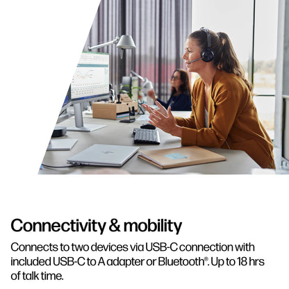 HP Poly Voyager Focus 2 Microsoft Teams Certified USB-C-C Headset +USB-C/A Adapter