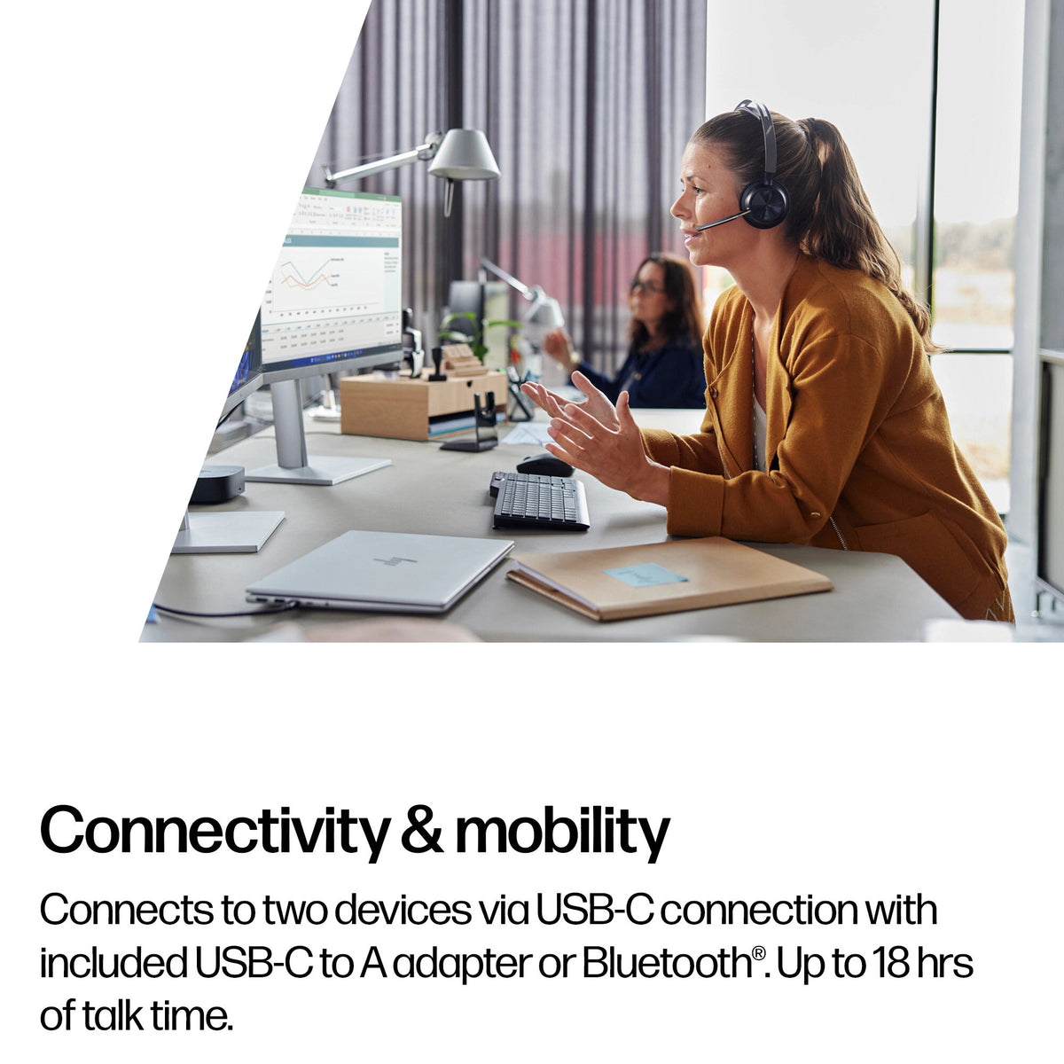 HP Poly Voyager Focus 2 Microsoft Teams Certified USB-C-C Headset +USB-C/A Adapter
