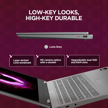 Lenovo LOQ Essential 15ARP11 AMD Ryzen™ 7 170 Laptop 39.6 cm (15.6") Full HD 16 GB DDR5-SDRAM 1 TB SSD NVIDIA® GeForce RTX™ 5050 Wi-Fi 6 (802.11ax) Windows 11 Home Grey English