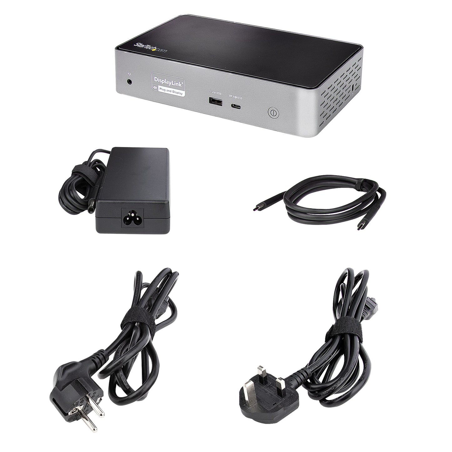 StarTech.com USB C Dock - 4K 60Hz Quad Monitor DisplayPort & HDMI - Universal USB-C Docking Station with 100W Power Delivery - USB Hub with 1x USB Type-C & 3x USB-A, Ethernet, Audio