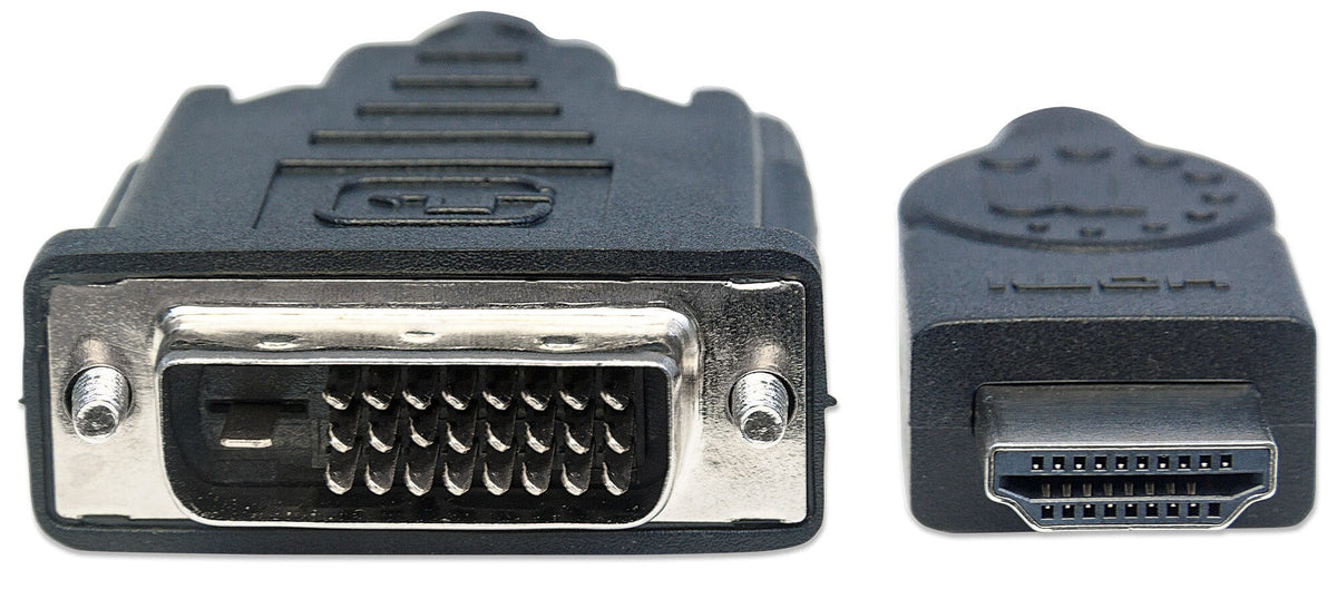 Manhattan HDMI to DVI-D 24+1 Cable, 3m, Black, Lifetime Warranty, Equivalent to HDDVIMM3M