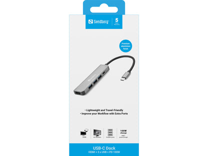 Sandberg USB-C Dock HDMI+3xUSB+PD 100W