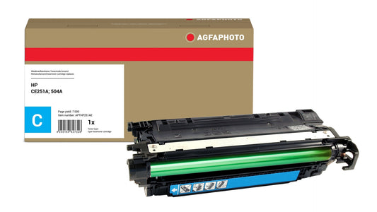AgfaPhoto Compatible Toner Cartridge, Cyan, Replacement for HP CE251A, 504A, 7000 Pages