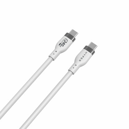 HYPER HyperJuice 240W Silicone USB-C to USB-C Cable (6ft/2m) - White