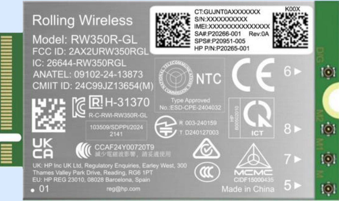 HP 4G LTE-Advanced Pro Cat19 WWAN interface cards/adapter Internal