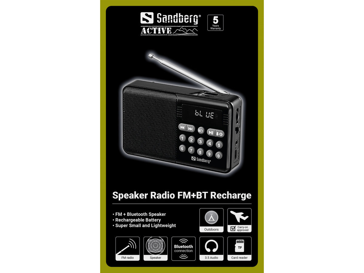 Sandberg Speaker Radio FM+BT Recharge