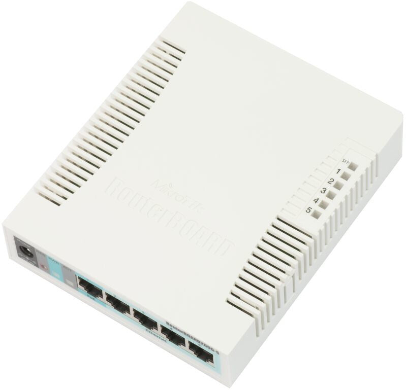 Mikrotik RB260GS network switch, 5-port, Power over Ethernet (PoE), white