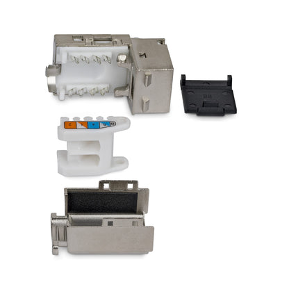 StarTech.com Shielded Cat6a Keystone Jack, 10-Pack RJ45 Ethernet Keystone Jacks, STP Cat6a Wall Jack, 90-Degree Toolless