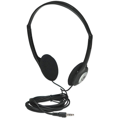 Manhattan Stereo On-Ear Headphones (3.5mm), Adjustable Split Headband, Foam Earpads, Speaker 80W max, Standard 3.5mm stereo jack/plug for audio output, cable 2.2m, Black, Three Year Warranty