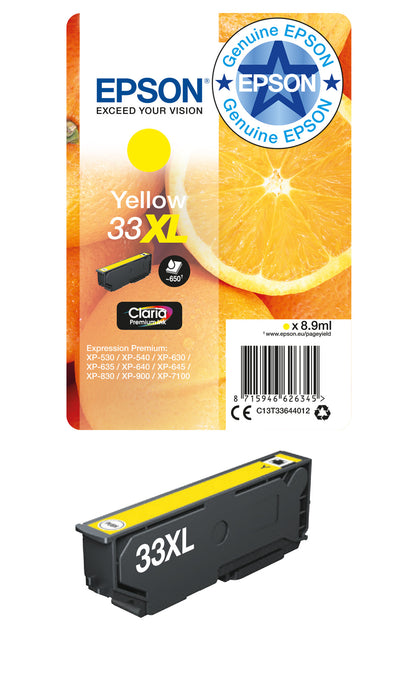 Epson Oranges 33XL Claria Premium Single Yellow Ink