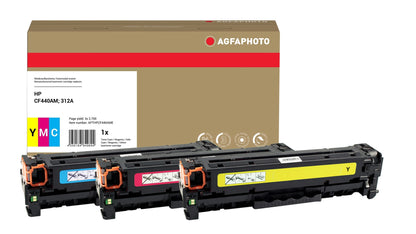 AgfaPhoto Compatible Toner Cartridge Multipack, Cyan/Magenta/Yellow, Replacement for HP CF440AM, 312A, Cyan/Magenta/Yellow 2700 Pages