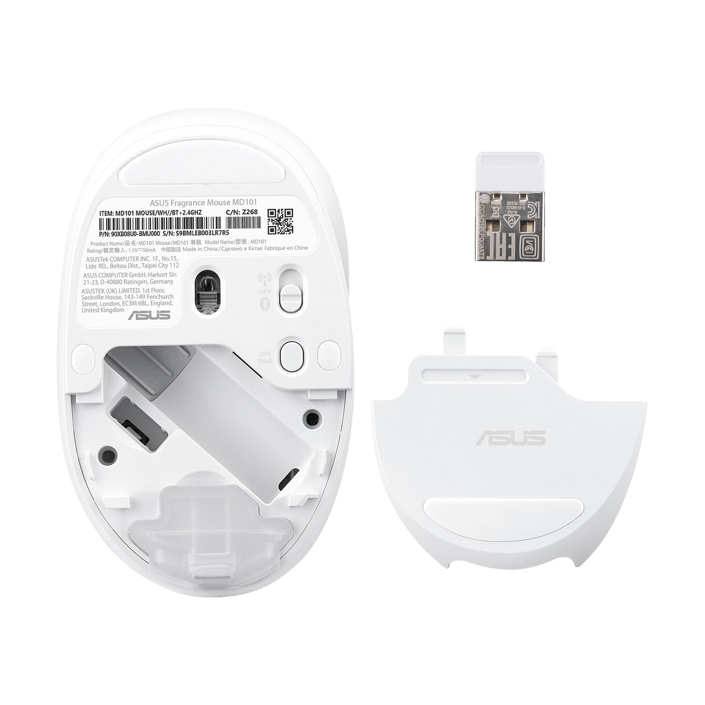 ASUS Fragrance MD101 mouse Home Ambidextrous RF Wireless + Bluetooth Optical 2400 DPI