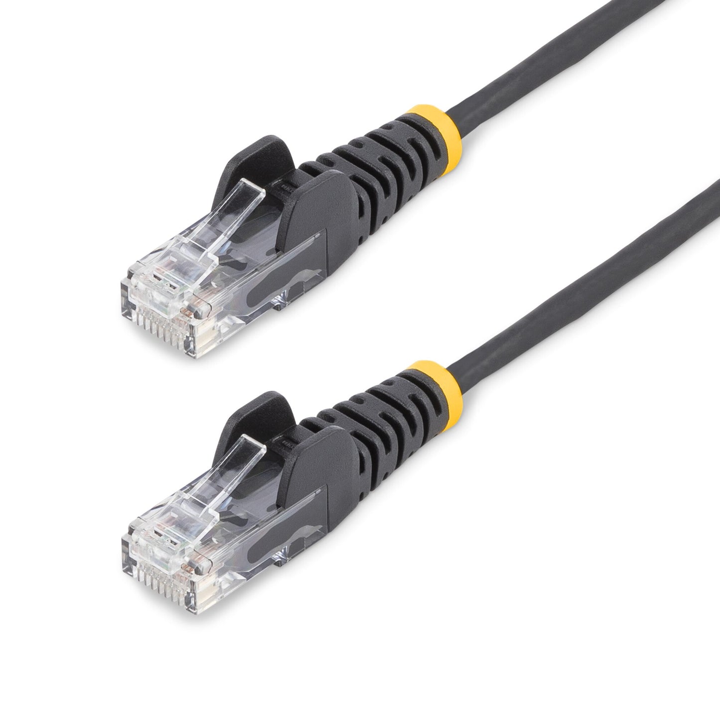 StarTech.com 15m Black Slim CAT6 Ethernet Cable, Snagless, 100W PoE, UTP, LSZH, 28AWG Pure Bare Copper Wire, Slim RJ45 Network Patch Cord w/Strain Reliefs, Individually Tested
