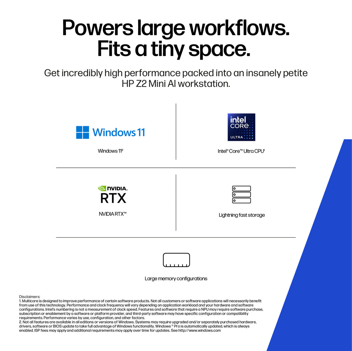 HP DQ6F9ET PC/workstation Intel Core Ultra 9 285 32 GB DDR5-SDRAM 1 TB SSD NVIDIA RTX Pro 2000 Blackwell Windows 11 Pro Mini PC AI Workstation, AI PC Black