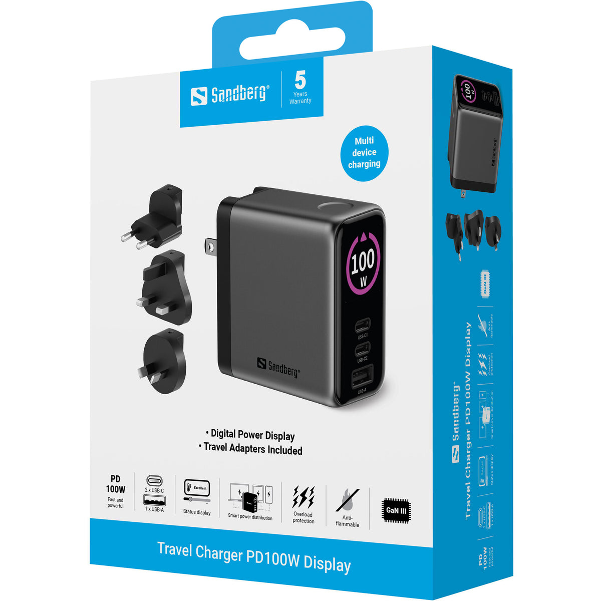 Sandberg Travel Charger PD100W Display
