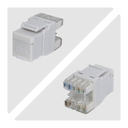 StarTech.com Cat6 Keystone Jack, 24-Pack RJ45 Ethernet Keystone Jacks, UTP Cat6 Wall Jack, 180-Degree 110 Punch Down, White