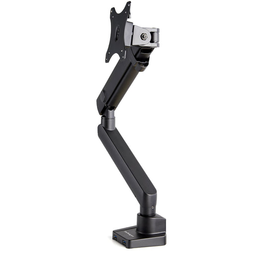 StarTech.com Desk Mount Monitor Arm with 2x USB 3.0 ports, Slim Full Motion Single Monitor Mount, up to 34" (17.6lb/8kg) VESA Display, Clamp/Grommet Mount, Mechanical Spring