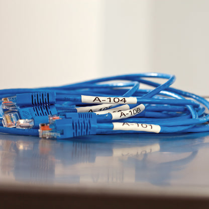 DYMO Rhino Industrial Heat-Shrink Cable Label Tubes | 6mm x 1.5m | Black Print on White | for Rhino Label Makers