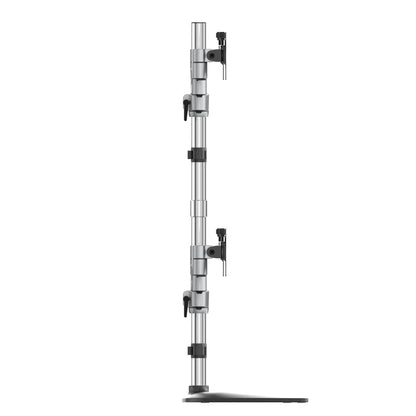 StarTech.com Desktop Quad Monitor Stand - Ergonomic VESA 4 Monitor Arm (2x2) up to 32" (17.6lb/8kg) - Free Standing Articulating Universal Pole Mount - Height Adjustable/Tilt/Swivel/Rotate - Silver