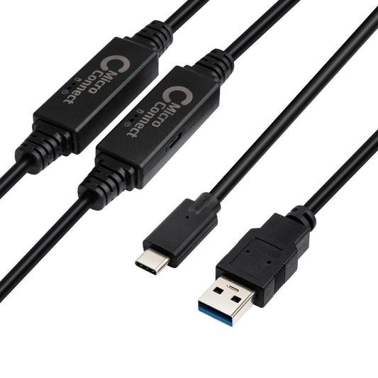 Microconnect USB3.1CA10AMP USB cable USB 3.2 Gen 1 (3.1 Gen 1) 10 m USB C USB A Black