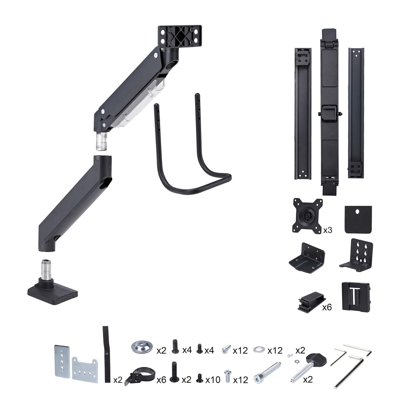StarTech.com Desk Mount Triple Monitor Arm with Crossbar For Up To Three 27in Screens, VESA 75x75/100x100, Tool-Less Arm Adjustments, C-Clamp/Grommet, Spring-Assisted Arm