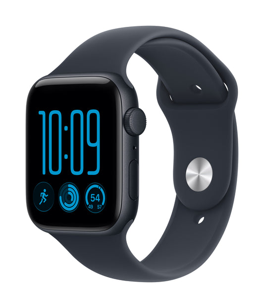 Apple Watch SE (3nd generation) SE 3 GPS 44mm Midnight Aluminium Case with Navy Blue Sport Band - M/L