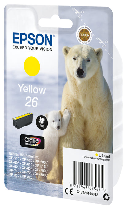 Epson Polar bear 26 Claria Premium Single Yellow Ink
