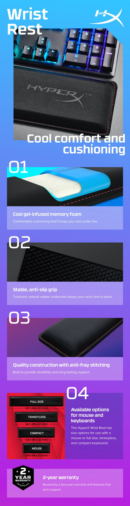 HyperX Wrist Rest - Keyboard - Compact 60% 65%
