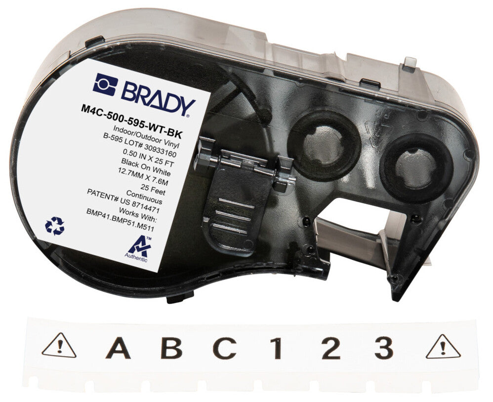 Brady M4C-500-595-WT-BK printer label Black, White Self-adhesive printer label