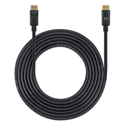 Manhattan DisplayPort 1.4 Cable, 8K@60Hz, 3m, Suitable for ALL 8K, 4K & 1080p/HD uses - when upgrading now or have it ready for when you need it, 4K@144Hz, PVC Cable, With Latches, Fully Shielded, Black, Lifetime Warranty, Equivalent to DP14MM3M