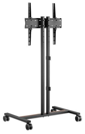 Manhattan Trolley Mount Stand for TV & Monitors, For screens: 34" to 55", VESA compatibility: all between 200x200 to 400x400mm - check the dimensions of the four mounting holes on back of screen to ensure it fits, Max 35kg, Height-adjustable to four level